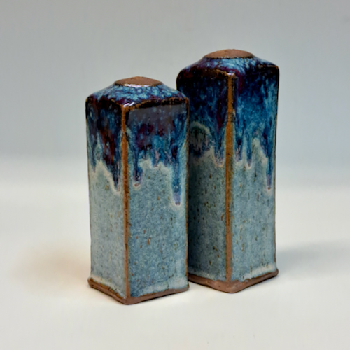 #230731 Salt & Pepper Set Blue/Red/White $18 at Hunter Wolff Gallery